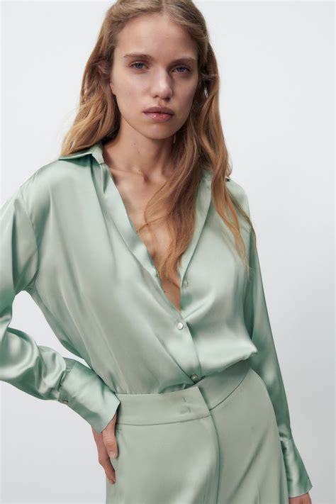 zara oversized satin shirt
